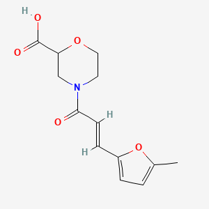 molecular formula C13H15NO5 B7588920 4-[(E)-3-(5-methylfuran-2-yl)prop-2-enoyl]morpholine-2-carboxylic acid 