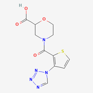 molecular formula C11H11N5O4S B7588942 4-[3-(Tetrazol-1-yl)thiophene-2-carbonyl]morpholine-2-carboxylic acid 