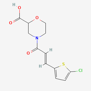 molecular formula C12H12ClNO4S B7588994 4-[(E)-3-(5-chlorothiophen-2-yl)prop-2-enoyl]morpholine-2-carboxylic acid 