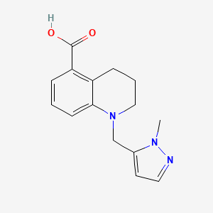 molecular formula C15H17N3O2 B7589004 1-[(2-methylpyrazol-3-yl)methyl]-3,4-dihydro-2H-quinoline-5-carboxylic acid 