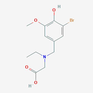 molecular formula C12H16BrNO4 B7589059 2-[(3-Bromo-4-hydroxy-5-methoxyphenyl)methyl-ethylamino]acetic acid 