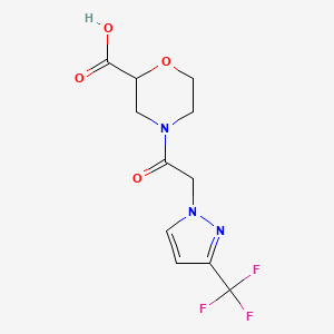 molecular formula C11H12F3N3O4 B7589082 4-[2-[3-(Trifluoromethyl)pyrazol-1-yl]acetyl]morpholine-2-carboxylic acid 
