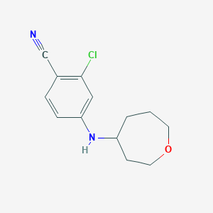 molecular formula C13H15ClN2O B7589149 2-Chloro-4-(oxepan-4-ylamino)benzonitrile 