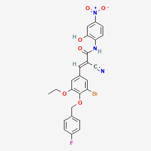 (E)-3-[3-bromo-5-ethoxy-4-[(4-fluorophenyl)methoxy]phenyl]-2-cyano-N-(2-hydroxy-4-nitrophenyl)prop-2-enamide