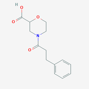 molecular formula C14H17NO4 B7589210 4-(3-Phenylpropanoyl)morpholine-2-carboxylic acid 