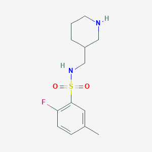 molecular formula C13H19FN2O2S B7589238 2-fluoro-5-methyl-N-(piperidin-3-ylmethyl)benzenesulfonamide 
