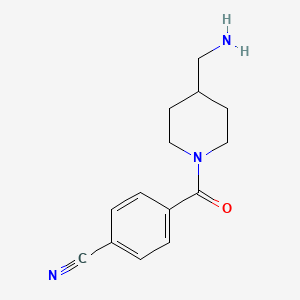 molecular formula C14H17N3O B7589277 4-[4-(Aminomethyl)piperidine-1-carbonyl]benzonitrile 