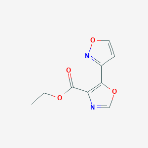 molecular formula C9H8N2O4 B7589302 Ethyl 5-(1,2-oxazol-3-yl)-1,3-oxazole-4-carboxylate 