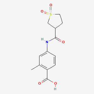 molecular formula C13H15NO5S B7589324 4-[(1,1-Dioxothiolane-3-carbonyl)amino]-2-methylbenzoic acid 