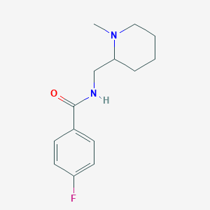 molecular formula C14H19FN2O B7589331 4-fluoro-N-[(1-methylpiperidin-2-yl)methyl]benzamide 