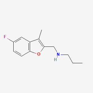molecular formula C13H16FNO B7589338 N-[(5-fluoro-3-methyl-1-benzofuran-2-yl)methyl]propan-1-amine 
