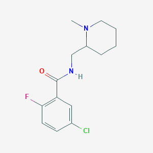 molecular formula C14H18ClFN2O B7589339 5-chloro-2-fluoro-N-[(1-methylpiperidin-2-yl)methyl]benzamide 