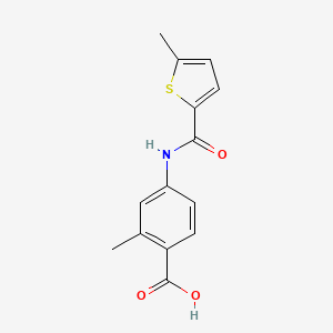 molecular formula C14H13NO3S B7589356 2-Methyl-4-[(5-methylthiophene-2-carbonyl)amino]benzoic acid 