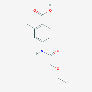 molecular formula C12H15NO4 B7589374 4-[(2-Ethoxyacetyl)amino]-2-methylbenzoic acid 