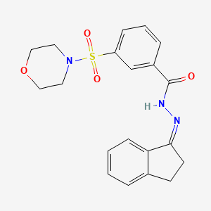 molecular formula C20H21N3O4S B7589384 N-[(Z)-2,3-dihydroinden-1-ylideneamino]-3-morpholin-4-ylsulfonylbenzamide 
