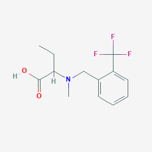 molecular formula C13H16F3NO2 B7589462 2-[Methyl-[[2-(trifluoromethyl)phenyl]methyl]amino]butanoic acid 