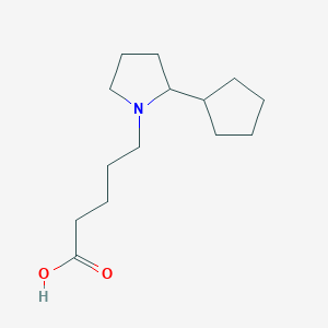 molecular formula C14H25NO2 B7589474 5-(2-Cyclopentylpyrrolidin-1-yl)pentanoic acid 