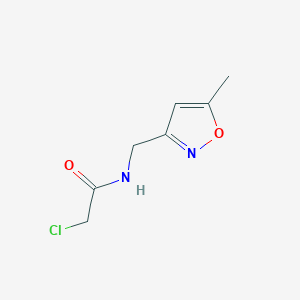 molecular formula C7H9ClN2O2 B7589489 2-chloro-N-[(5-methyl-1,2-oxazol-3-yl)methyl]acetamide 