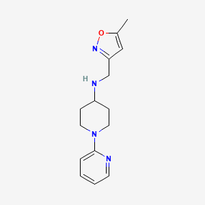 molecular formula C15H20N4O B7589493 N-[(5-methyl-1,2-oxazol-3-yl)methyl]-1-pyridin-2-ylpiperidin-4-amine 
