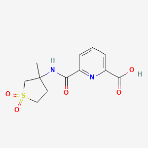 molecular formula C12H14N2O5S B7589501 6-[(3-Methyl-1,1-dioxothiolan-3-yl)carbamoyl]pyridine-2-carboxylic acid 