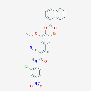 molecular formula C29H19BrClN3O6 B7589511 [2-bromo-4-[(E)-3-(2-chloro-4-nitroanilino)-2-cyano-3-oxoprop-1-enyl]-6-ethoxyphenyl] naphthalene-1-carboxylate 