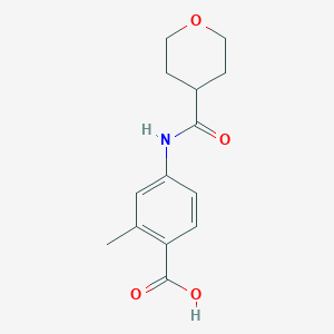 molecular formula C14H17NO4 B7589548 2-Methyl-4-(oxane-4-carbonylamino)benzoic acid 