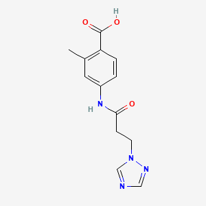 molecular formula C13H14N4O3 B7589562 2-Methyl-4-[3-(1,2,4-triazol-1-yl)propanoylamino]benzoic acid 