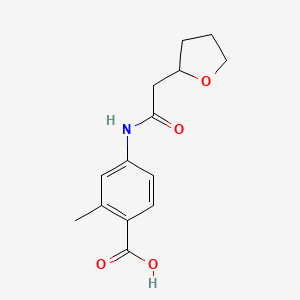 molecular formula C14H17NO4 B7589601 2-Methyl-4-[[2-(oxolan-2-yl)acetyl]amino]benzoic acid 