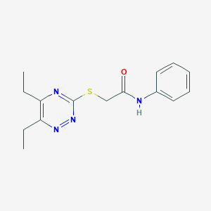 molecular formula C15H18N4OS B7589634 2-(5,6-Diethyl-[1,2,4]triazin-3-ylsulfanyl)-N-phenyl-acetamide 