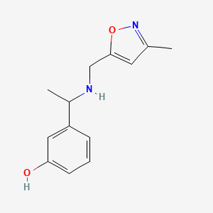 molecular formula C13H16N2O2 B7589640 3-[1-[(3-Methyl-1,2-oxazol-5-yl)methylamino]ethyl]phenol 
