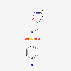 molecular formula C11H13N3O3S B7589654 4-amino-N-[(3-methyl-1,2-oxazol-5-yl)methyl]benzenesulfonamide 