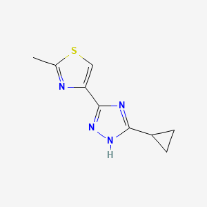 molecular formula C9H10N4S B7589662 4-(5-cyclopropyl-1H-1,2,4-triazol-3-yl)-2-methyl-1,3-thiazole 
