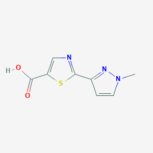 molecular formula C8H7N3O2S B7589676 2-(1-Methylpyrazol-3-yl)-1,3-thiazole-5-carboxylic acid 
