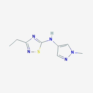 molecular formula C8H11N5S B7589694 3-ethyl-N-(1-methylpyrazol-4-yl)-1,2,4-thiadiazol-5-amine 