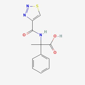 molecular formula C12H11N3O3S B7589698 2-Phenyl-2-(thiadiazole-4-carbonylamino)propanoic acid 