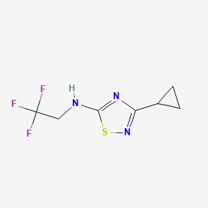 molecular formula C7H8F3N3S B7589699 3-cyclopropyl-N-(2,2,2-trifluoroethyl)-1,2,4-thiadiazol-5-amine 