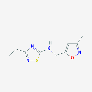 molecular formula C9H12N4OS B7589769 3-ethyl-N-[(3-methyl-1,2-oxazol-5-yl)methyl]-1,2,4-thiadiazol-5-amine 