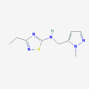 molecular formula C9H13N5S B7589774 3-ethyl-N-[(2-methylpyrazol-3-yl)methyl]-1,2,4-thiadiazol-5-amine 