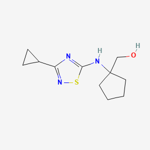 molecular formula C11H17N3OS B7589779 [1-[(3-Cyclopropyl-1,2,4-thiadiazol-5-yl)amino]cyclopentyl]methanol 