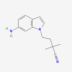 molecular formula C14H17N3 B7589788 4-(6-Aminoindol-1-yl)-2,2-dimethylbutanenitrile 