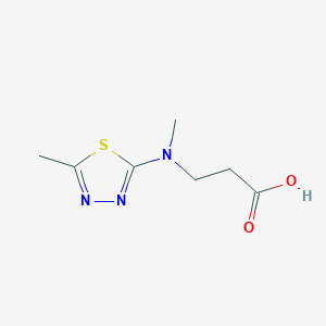 molecular formula C7H11N3O2S B7589792 3-[Methyl-(5-methyl-1,3,4-thiadiazol-2-yl)amino]propanoic acid 