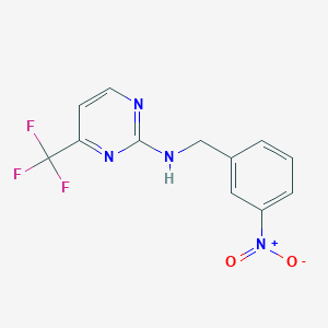 molecular formula C12H9F3N4O2 B7589798 N-[(3-nitrophenyl)methyl]-4-(trifluoromethyl)pyrimidin-2-amine 