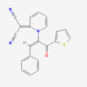 molecular formula C21H13N3OS B7589799 2-[1-[(E)-3-oxo-1-phenyl-3-thiophen-2-ylprop-1-en-2-yl]pyridin-2-ylidene]propanedinitrile 