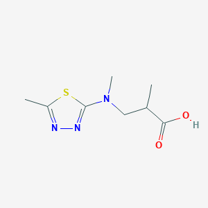 molecular formula C8H13N3O2S B7589807 2-Methyl-3-[methyl-(5-methyl-1,3,4-thiadiazol-2-yl)amino]propanoic acid 