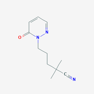molecular formula C11H15N3O B7589830 2,2-Dimethyl-5-(6-oxopyridazin-1-yl)pentanenitrile 