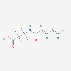 molecular formula C13H21NO3 B7589851 3-[[(2E,4E)-hexa-2,4-dienoyl]amino]-2,2,3-trimethylbutanoic acid 