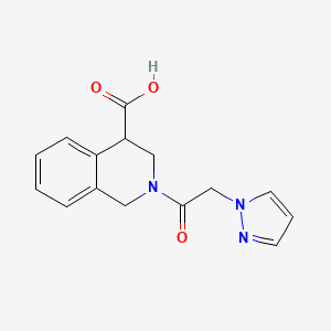 molecular formula C15H15N3O3 B7589898 2-(2-pyrazol-1-ylacetyl)-3,4-dihydro-1H-isoquinoline-4-carboxylic acid 