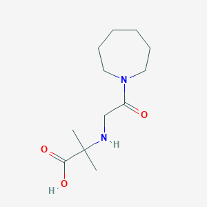 molecular formula C12H22N2O3 B7589907 2-[[2-(Azepan-1-yl)-2-oxoethyl]amino]-2-methylpropanoic acid 
