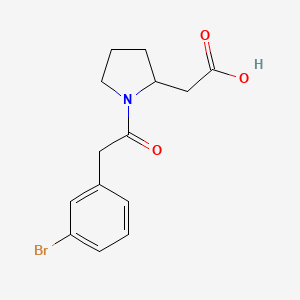 molecular formula C14H16BrNO3 B7589920 2-[1-[2-(3-Bromophenyl)acetyl]pyrrolidin-2-yl]acetic acid 