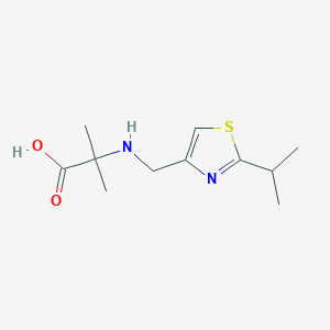 molecular formula C11H18N2O2S B7589928 2-Methyl-2-[(2-propan-2-yl-1,3-thiazol-4-yl)methylamino]propanoic acid 